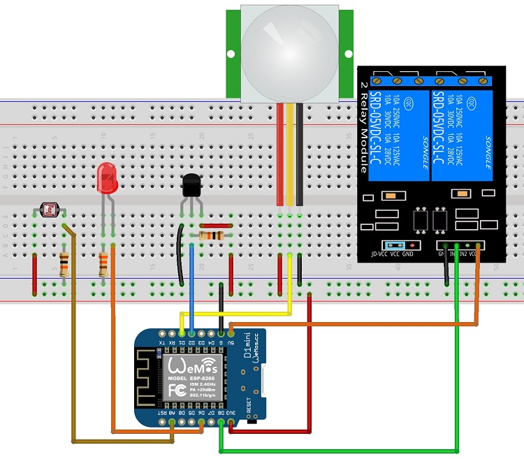Схема мультисенсорного шилда Wemos D1 Mini