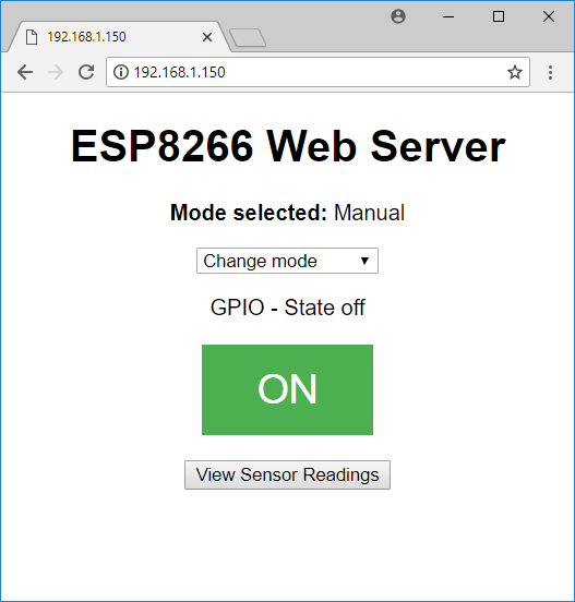 Веб-сервер ESP8266 — ручной режим