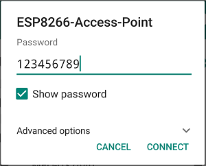 Ввод пароля для точки доступа ESP8266 NodeMCU