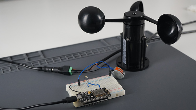 Схема подключения ESP8266 с датчиком ветра (анемометром)
