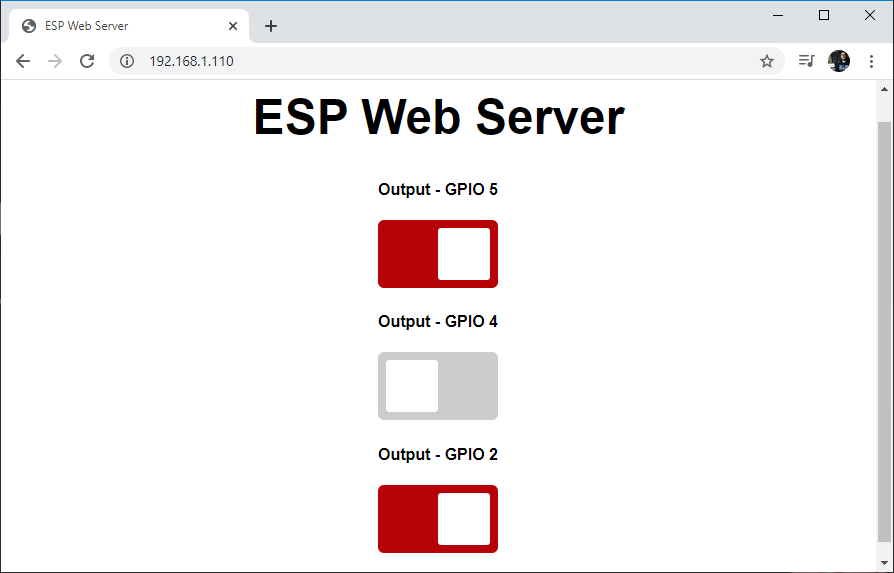 ESP8266 NodeMCU асинхронный веб-сервер кнопки-переключатели в веб-браузере