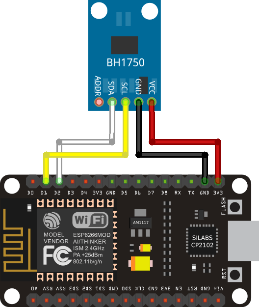 Схема подключения ESP8266 BH1750