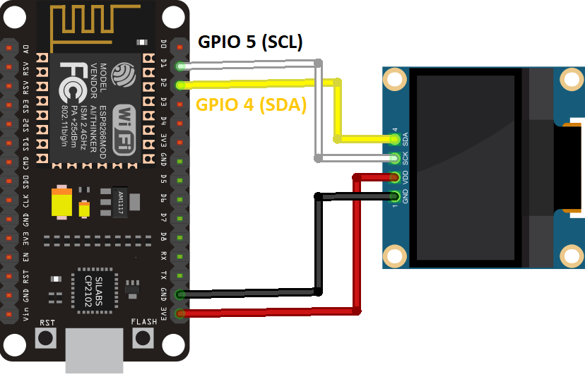 Схема подключения ESP8266 OLED-дисплей