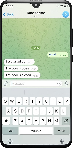 ESP32 ESP8266 демонстрация Telegram-бота датчика двери