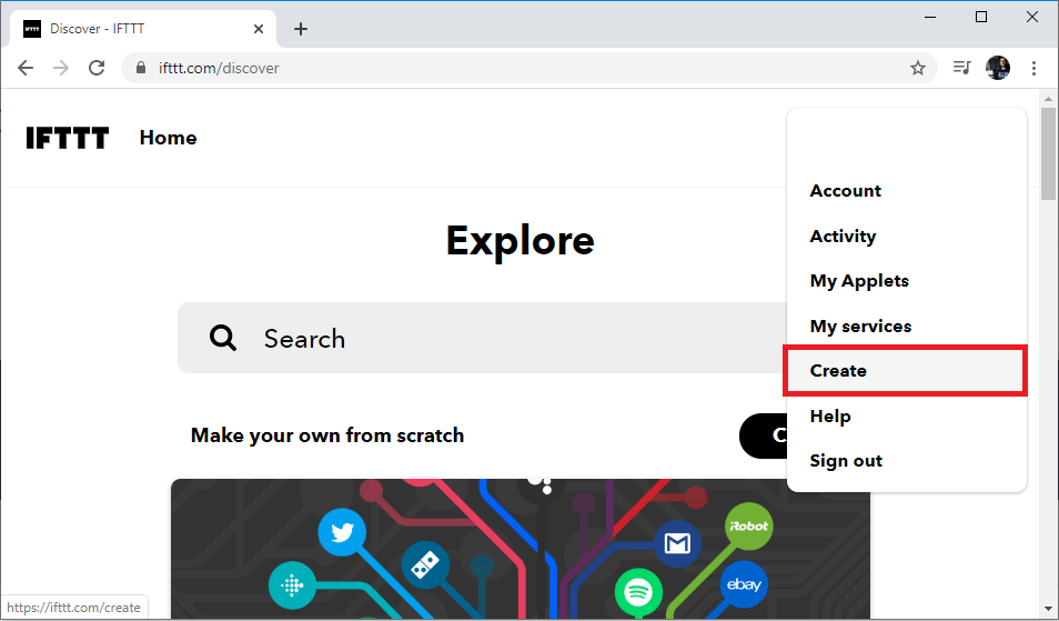 IFTTT создание нового апплета
