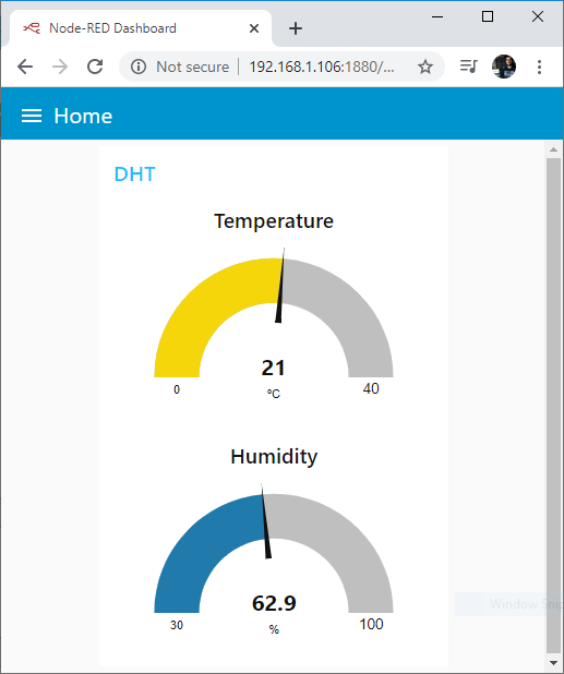 ESP8266 MQTT публикация температуры и влажности Node-RED Dashboard