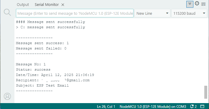 ESP8266 NodeMCU отправка Email — сообщение успешно отправлено Serial Monitor