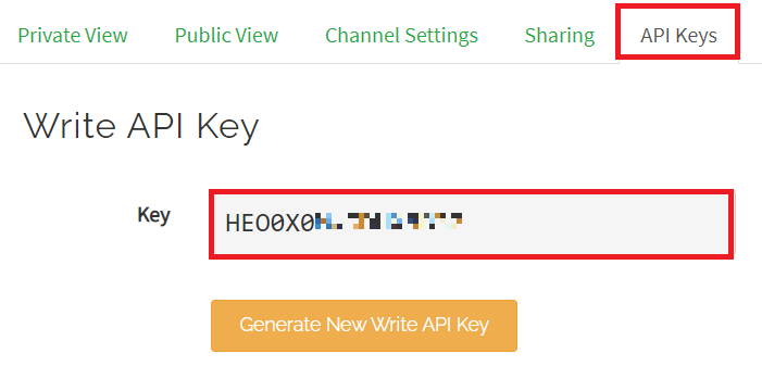 ThingSpeak Write API Key генерация нового ключа