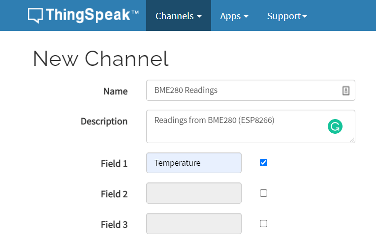 ThingSpeak редактирование и добавление нового канала настройки конфигурация