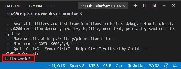 Чтение содержимого файла LittleFS ESP8266 VS Code PlatformIO