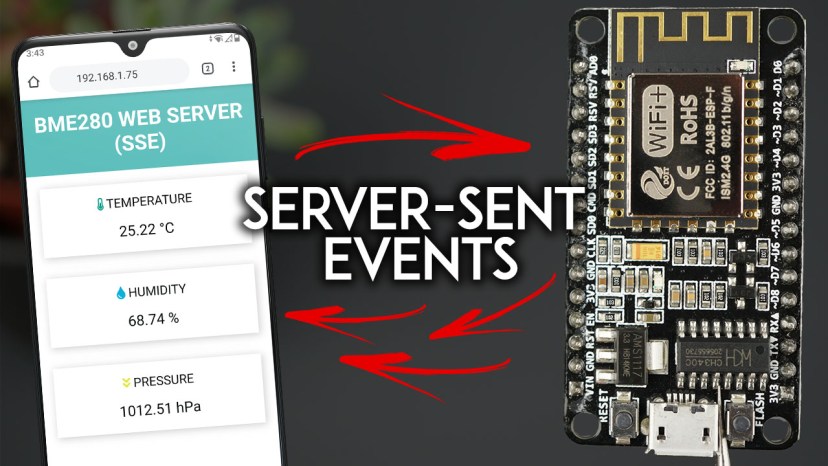 ESP8266 NodeMCU веб-сервер Server-Sent Events SSE автоматическое обновление показаний датчиков Arduino