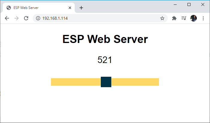 Демонстрация работы веб-сервера ESP8266 NodeMCU со слайдером и ШИМ-выходом