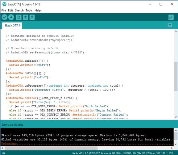 Arduino IDE загрузка скетча