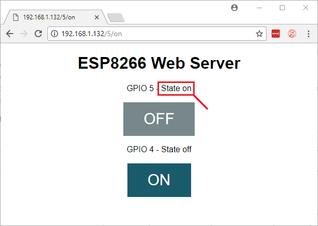 Веб-сервер ESP8266 NodeMCU - состояние GPIO на веб-странице