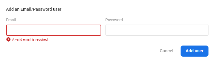 Firebase — Добавление нового пользователя с Email и паролем через консоль