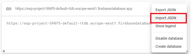 Firebase Realtime Database — Импорт JSON