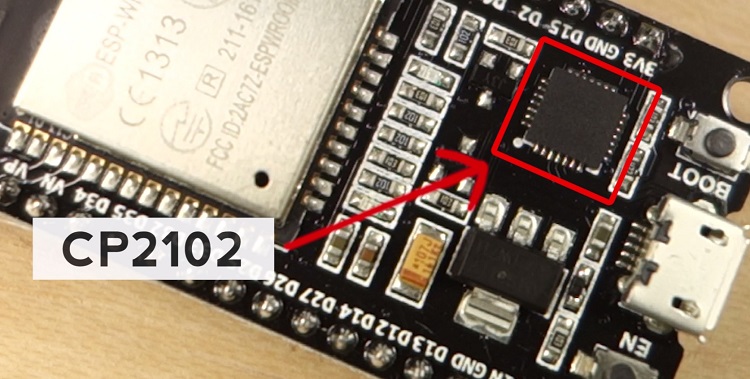 Чип CP2102 на плате ESP32