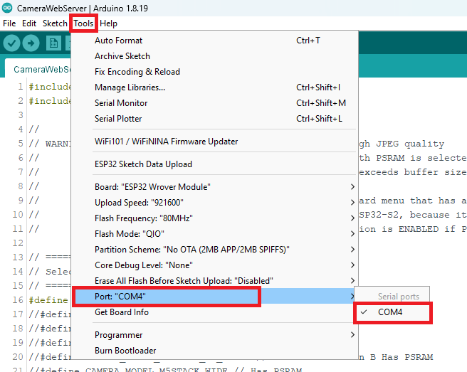 Arduino IDE — выбор COM-порта