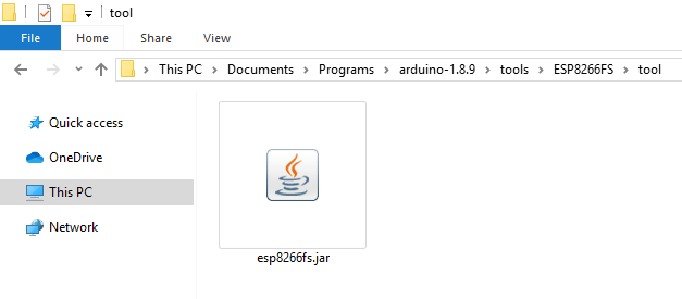 Структура папок Tools Arduino IDE для установки ESP8266 SPIFFS файловой системы fs