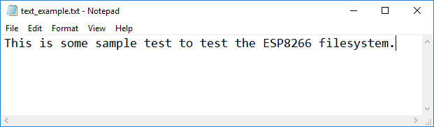 ESP8266 Notepad тестовый пример файла файловой системы fs SPIFFS