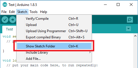 Arduino IDE Show Sketch folder для создания папки data