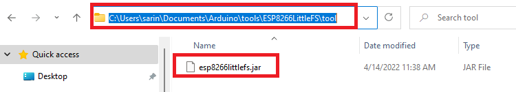 Структура папок плагина файловой системы LittleFS ESP8266