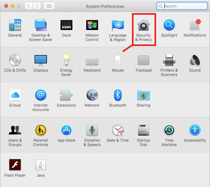 Security & Privacy в настройках Mac OS X