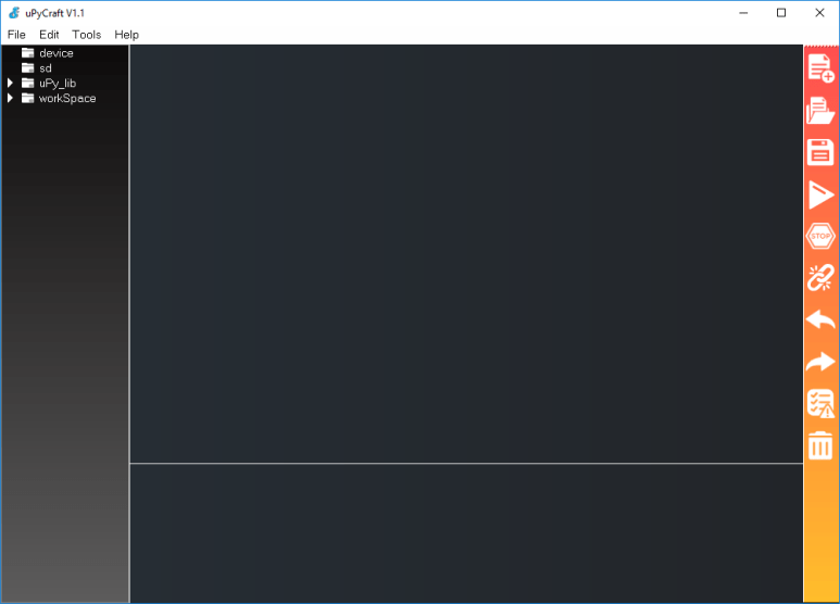 Окно uPyCraft IDE на Windows PC