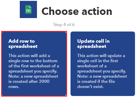 Add a row to spreadsheet