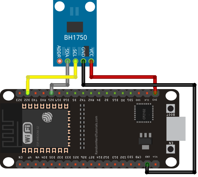 Схема подключения ESP32 BH1750
