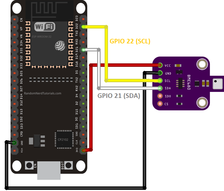 ESP32 BME680 — схема подключения I2C