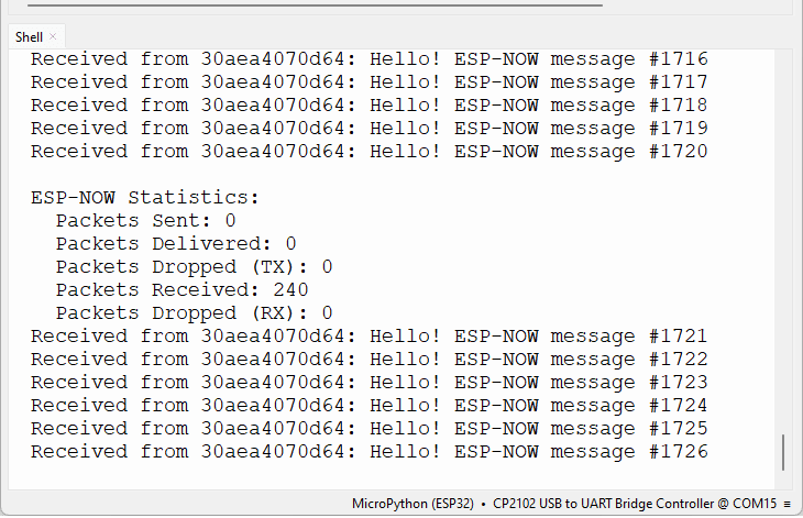 ESP32 с MicroPython — приёмник ESP-NOW