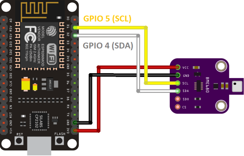 ESP8266 NodeMCU BME680 схема подключения I2C