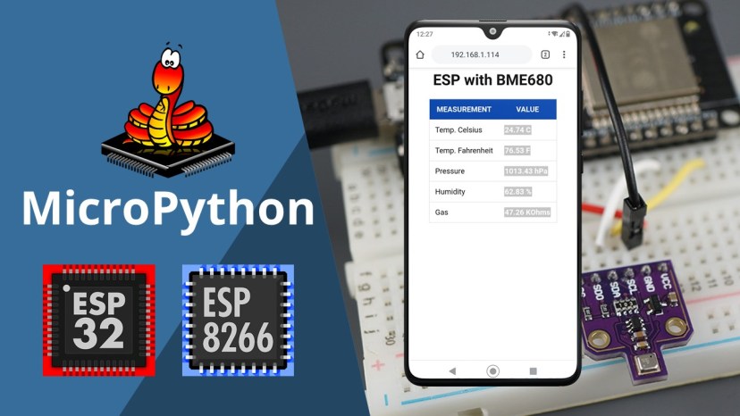 MicroPython BME680 ESP32 ESP8266 веб-сервер температура влажность давление газ