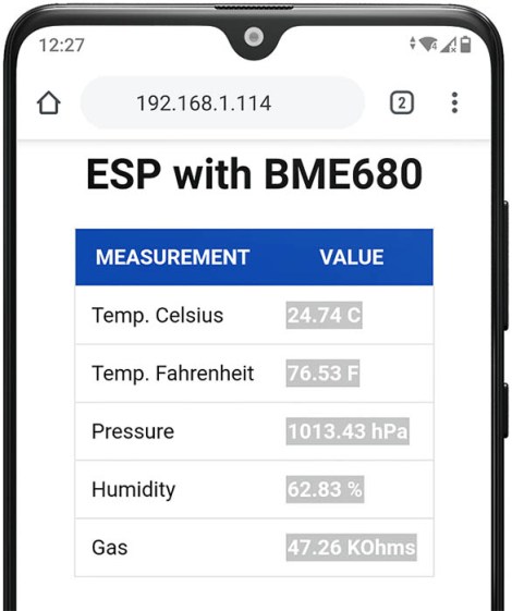 ESP32 ESP8266 MicroPython BME680 веб-сервер тест мобильная версия