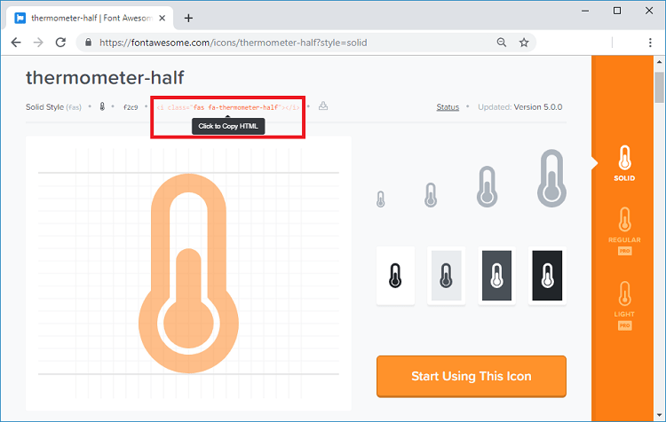 HTML-код иконки Font Awesome для ESP32/ESP8266 веб-сервера