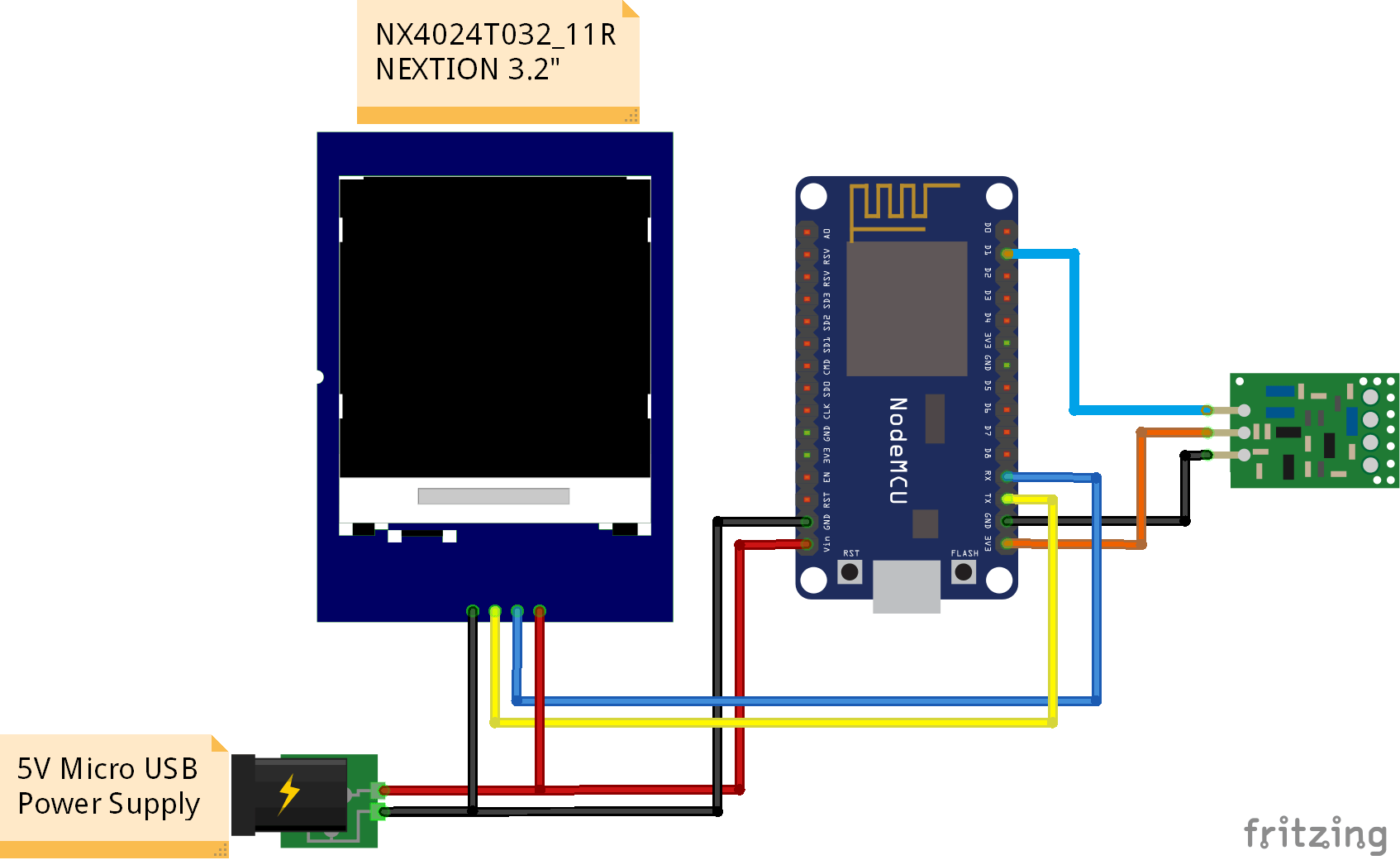Схема подключения ESP8266 #1 с Nextion и передатчиком 433 МГц