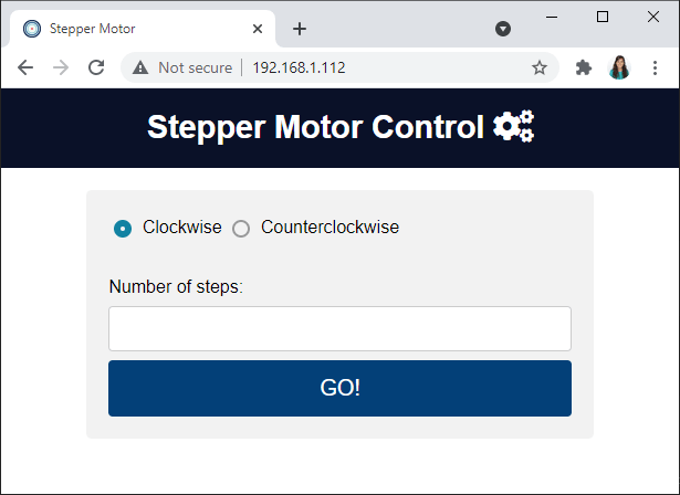 ESP32 Шаговый двигатель — веб-сервер — HTML-форма с CSS