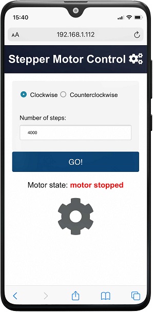 ESP32 Шаговый двигатель Веб-сервер WebSocket Мотор остановлен