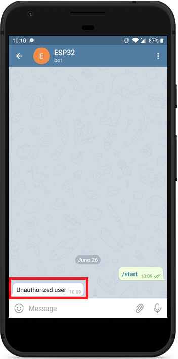 Управление выходами ESP32 ESP8266 через Telegram неавторизованный пользователь