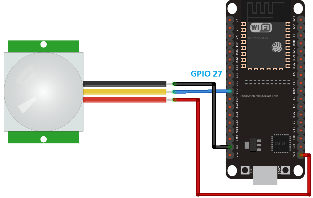 ESP32 PIR датчик движения схема подключения