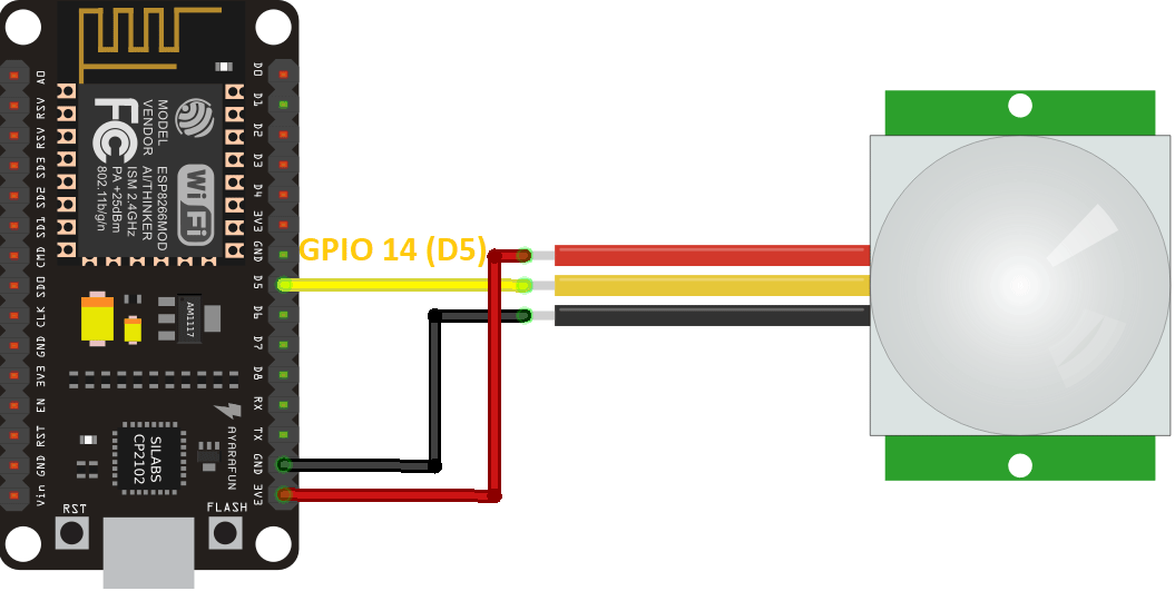 Схема подключения ESP8266 NodeMCU PIR датчик движения