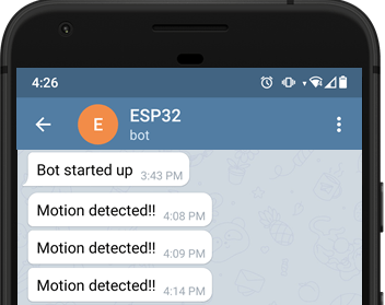 ESP32 ESP8266 уведомление Telegram об обнаружении движения