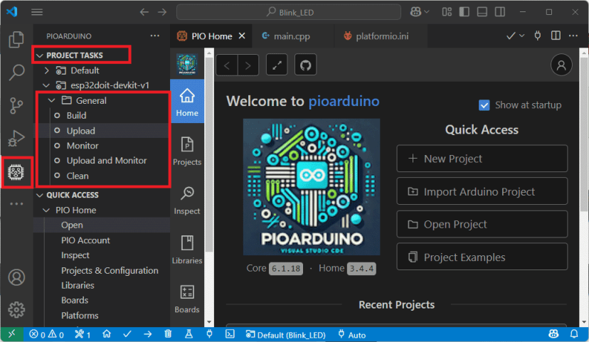 VS Code pioarduino IDE - задачи проекта
