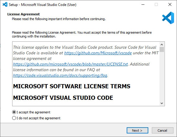 Мастер установки Microsoft Visual Studio Code VS Code