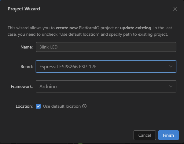 Расширение PlatformIO IDE с VS Code создание нового проекта ESP8266
