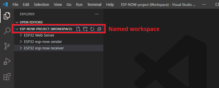 VS Code именованная рабочая область с несколькими папками ESP32 ESP8266