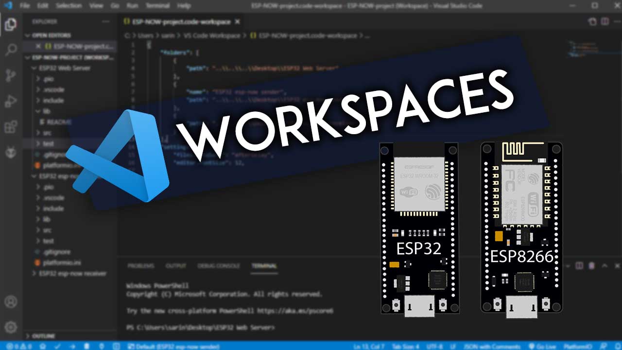 Рабочие области VS Code для проектов ESP32 и ESP8266 NodeMCU