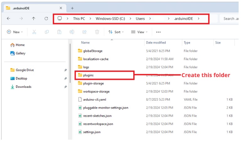 Папка .arduinoIDE