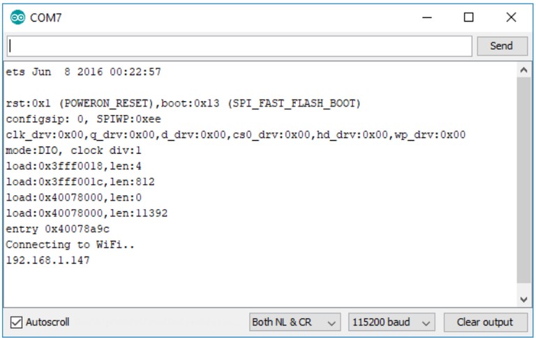 Открытие Serial Monitor